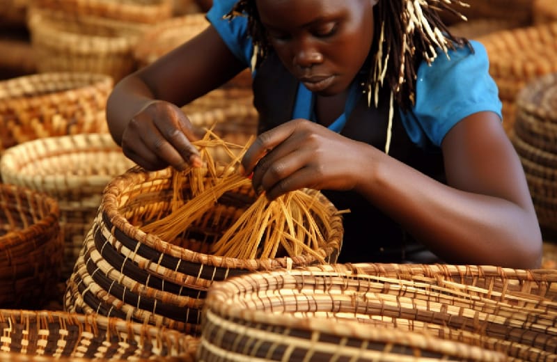 Woman Basketweaving
