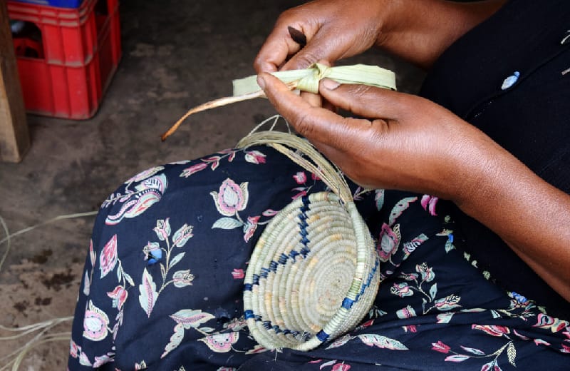Woman making a basket