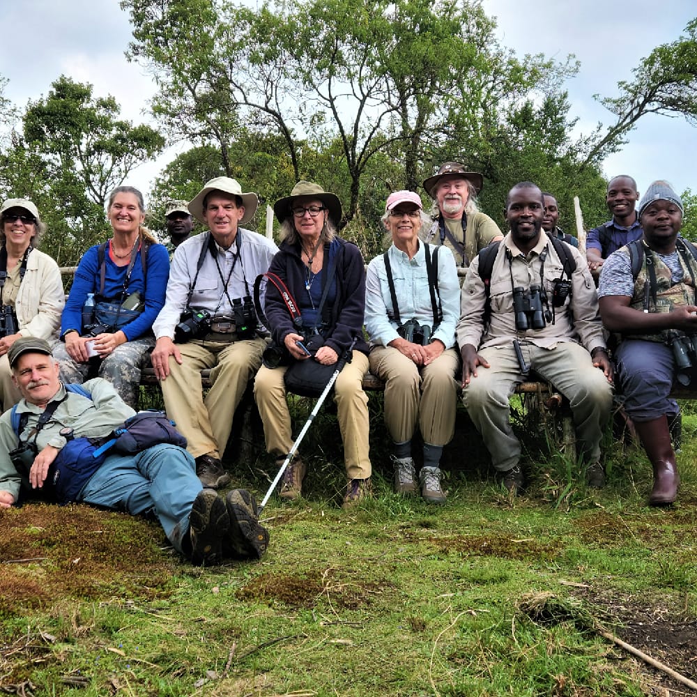 A group resting after a birding excussion in Mgahinga NP
